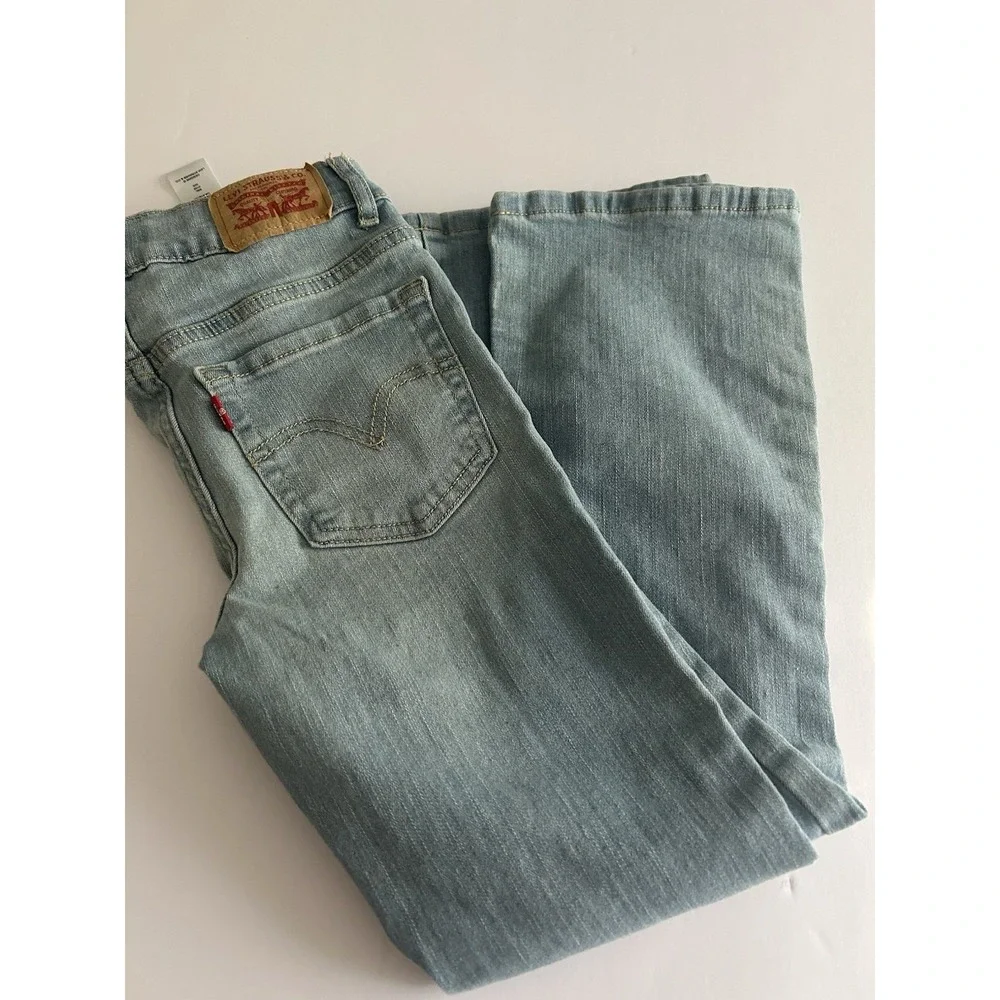 Levi's 726 Flare Jeans Girls Size 8 Mid Rise Light Wash Blue